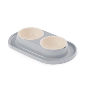 Миска для животных 0,3л двойная (на подставке)(серый) (уп.9)