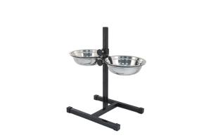 Кормушка регулируемая ЕСО чёрная, h40см, 2х1,0л, D20, миски трапец., металл, разбор в короб