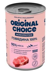 ORIGINAL CHOICE MONOPROTEIN ADULT 340 г консервы для собак всех пород говядина 100% 1х6