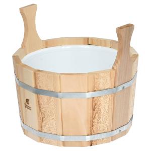 Ушат 9 л. шайка «Цветочный орнамент»  двуручный с пластик. вставк, липа, кор. -1