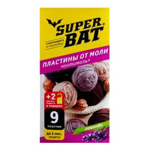 Пластины от моли СуперБат Лаванда (9шт+ 2 крючка) 5-45 АДС
