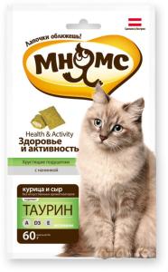 Лакомства д-кошек Мнямс хрустящие подушечки с курицей и сыром 