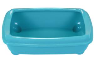 ZooM туалет для кошек Четвертый с рамкой, глубокий (под наполнитель) 38х27х10см, бирюзовый