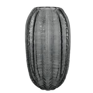 Ваза Плиссе большая, стекло, графит, высота h=28см, диаметр d=8,5см, объём v=1,5л