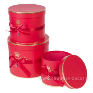 Набор подарочных коробок с лентой, красный D17xH14 см, D20xH17 см, D23xH20 см (3шт)