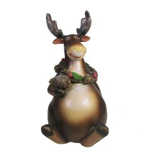 Лось с шишечкой (сидит) L11W11H20 см (ПОЛИСТОУН)