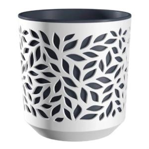Листья кашпо со вставкой Leaves, 2,5л, d16,5, h17,5см, белый/антрацит