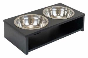 Подставка напольная 2х0,5л нерж.миски ЧЕРНЫЙ р-р 36х18,5хh10см 1-1