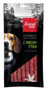 Лакомства д/собак Колбаса с мясом утки и черникой 85г Дикий зов 1/40