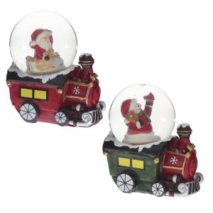 Фигурка в стекл. шаре с подсвет. Санта-Снеговик, D 6.5 см, L8,5 W6 H10 см, 2в.