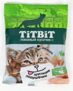 Хрустящие подушечки для кошек с сыром и паштетом из кролика 30 г