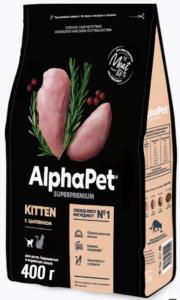 Корм д-котят,берем и кормящ.кош,сух. 400г с цыплёнком ALPHAPET 
