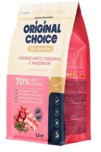 ORIGINAL CHOICE Adult Mini 1,5 кг полнорационный сухой корм для собак мелких пород со свежим мясом г