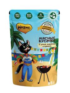 Лакомства д-кошек Мнямс Мясной карнавал (утка, индейка, курица) 85г-10 Лакомства д-кошек Мнямс Мясной карнавал (утка, индейка, курица) 85г-10