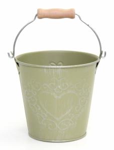 Ведро кашпо из металла d12 h11см фисташковый