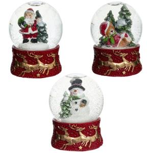 Фигурка декоративная в стекл. шаре Санта-Снеговик-Мишка, D 7 см, L7 W7 H8,5 см, 3в.