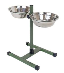 ЧИП Кормушка металлическая регулируемая h40см, миски 2*1,0л, D20см (нержавеющая сталь, разборная инд