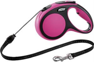 рулетка-поводок Flexi New Comfort M Cord 8м до 20кг ТРОС, РОЗОВЫЙ 1-12  