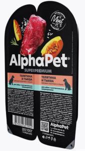 Корм д-собак конс 100г теля и тыква, чув.пищ ALPHAPET SUPERPREMIUM (АльфаПет Суперпремиум)