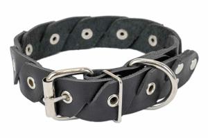 Ошейник кожаный 30мм, об.ш.33-47см клепаный КОСА коричневый 1-1