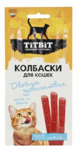 Лакомства д-кошек Колбаски с лососем и форелью 3шт 15г Тит Бит 2-20