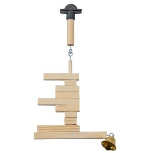 Жердочка д/птиц деревянная, БРУСОЧКИ малые с колокольчиком, L21,5см*D1,2см1/1