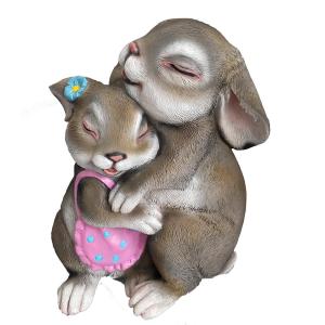 Фигура садовая Зайки обнимаются серый L16W12H20см (ПОЛИСТОУН)