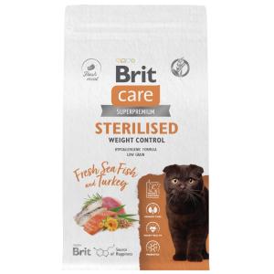 Корм д/кошек сух 0,4кг стерелиз. д/контроля веса морск.рыба и индейка BRIT CARE (Брит)/3