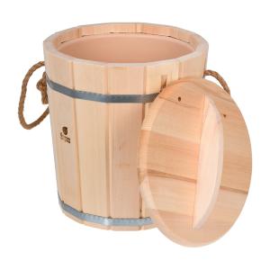 Ведро 10 л с пластиковой вставкой с крышкой, липа /1