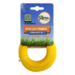 Леска для триммера, D2,4мм, 15м, круг, Дача тайм