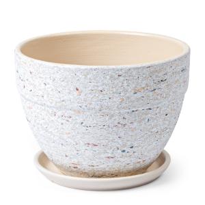Бежевый камень 4 горшок с поддоном 2,1л d18 h13см овал борт 