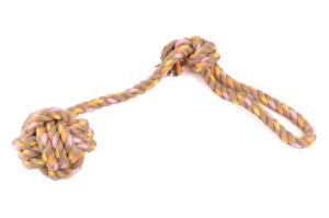 Игрушка WOGY д/собак канатная Мяч с ручкой, d=5см l=35см, с волокнами конопли арт.2024-0797 Код27281