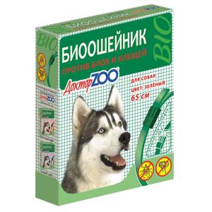 Ошейник д/собак от блох/клещей 65см зеленый (ш/б -6шт)/ДОКТОР ZOO