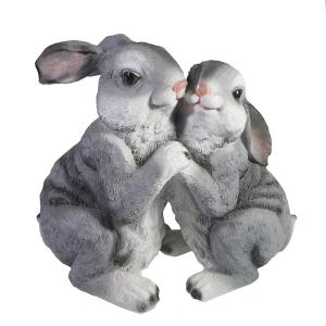 Фигура садовая Два Зайки серый L30 W16 H24 см (ПОЛИСТОУН)