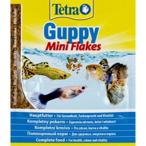 Основной корм TetraGuppy Flakes для всех видов гуппи, мини-хлопья, пакет 12гр
