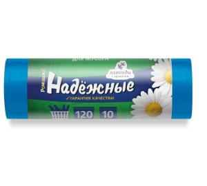 Мешок д-мусора 120л 70х110см 16,5мкм синие РОМАШКА надежные с 