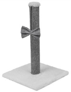 ЧИП Когтеточка-столбик квадратная с бантиком 30*30*h46см (мех, ковролин) серый