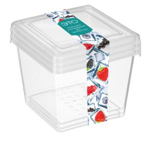 Контейнер набор 1л квадратный 3шт для хранения и заморозки прозрачный /1/12