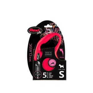 рулетка-поводок Flexi NEW Classic S 5м до 12кг ТРОС, КРАСНЫЙ 1-12  22504