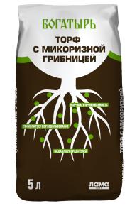 Торф верховой нейтрализованный  5л (рН=5,5-6,5) Богатырь с микоризной грибницей 5/300 Лама-торф