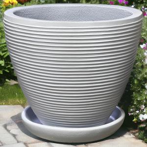 Полоски низкий кашпо d41 h35см серый светл.