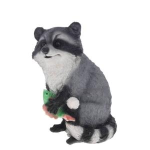 Фигура садовая Енот с рыбкой L26,5 W20 H36 см (ПОЛИСТОУН)