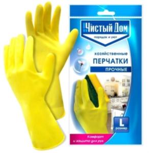 Перчатки латексные хозяйственные р-р L-240-12 06-894 Чистый Дом Перчатки латексные хозяйственные р-р L-240-12 06-894 Чистый Дом