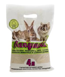 Минеральная подсыпка д-купания шиншилл и туалетов дом. жив. ЛАПУШКА 4л-6 Кошкин секрет