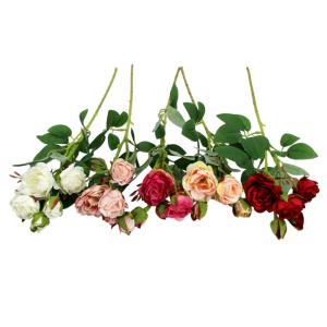 Иск.цветы Ветка розы в ассорт. h37см
