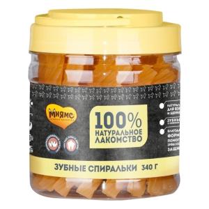 Лакомства д-собак Мнямс палочки крученые зубные с фруктами 340г