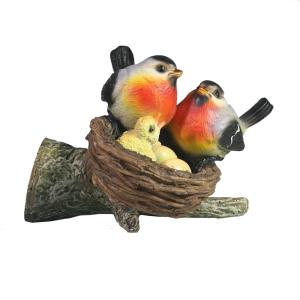 Фигура садовая Гнездо со снегирями навесная L18W10,5H14,5 см (ПОЛИСТОУН)