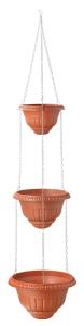 Каскат Рома подвесной на цепях 3х ярус.(1,5л+2,9л+5,1л) терракотовый-1