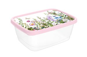 Контейнер 0,85л Цветущий луг прямоуг. св. розовый /3/20