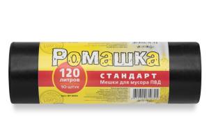 Мешок д-мусора 68х105см 120л., черн. рулон 10шт Ромашка Стандарт-17